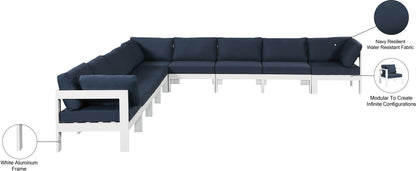 Nizuc - Outdoor Patio 9 Piece Modular Sectional With White Frame