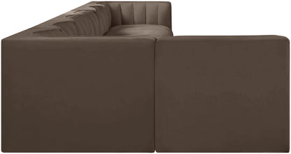 Rummi - Velvet Performance Fabric Upholstered 7 Piece Modular Sectional, L-Shaped (Right)