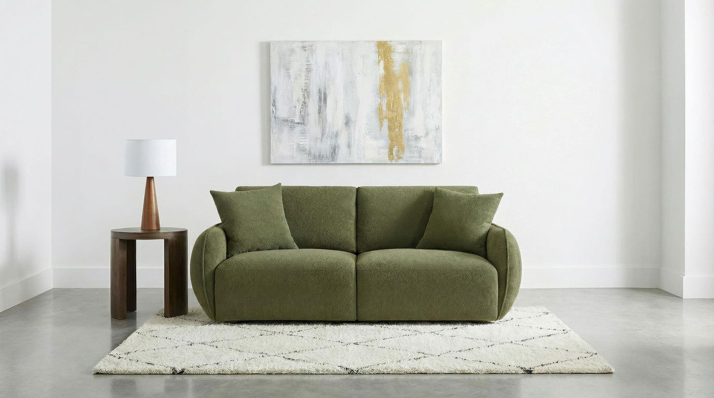 Elysia Fabric Upholstered Modular Lounge Loveseat Green