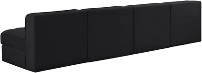 Rummi - Armless Velvet Performance Fabric Upholstered 4 Piece Modular Sofa