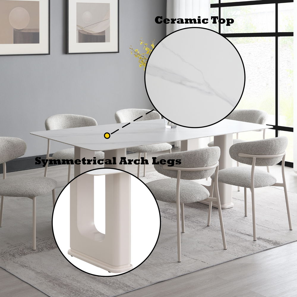 Kalam - Dining Table - Ceramic Top & Beige