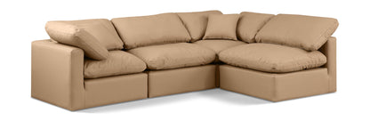 Indulge - Faux Leather 4 Piece Modular Sectional - Tan