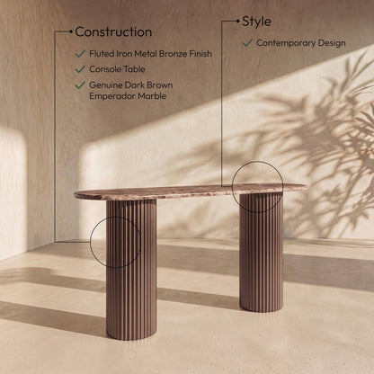 Cindra - Genuine Marble Top And Iron Base Console Table