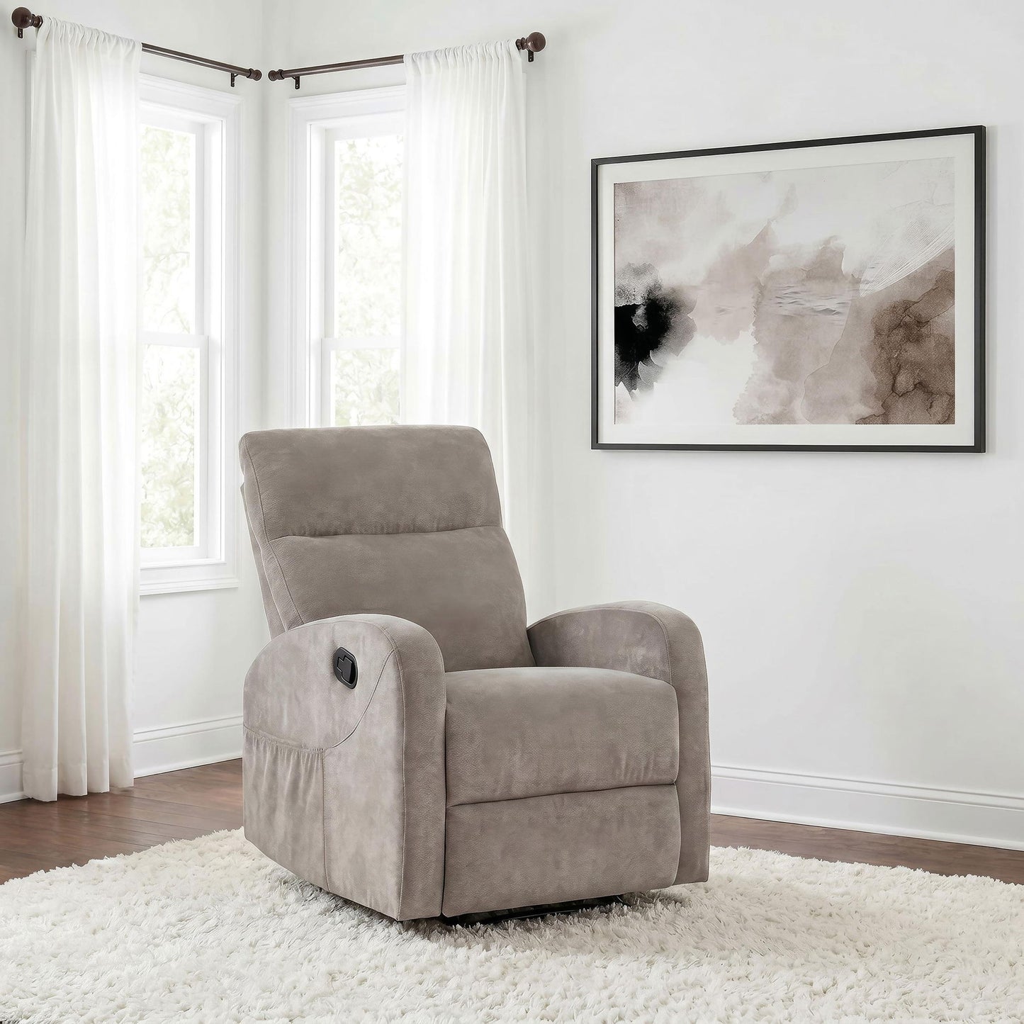 Hamilton Chenille Manual Recliner Sand