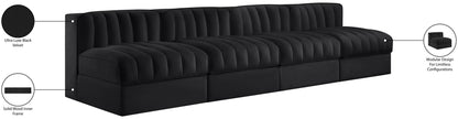 Rummi - Armless Velvet Performance Fabric Upholstered 4 Piece Modular Sofa
