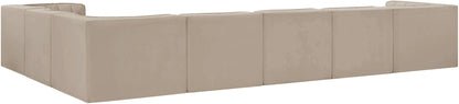 Rummi - Velvet Performance Fabric Upholstered 7 Piece Modular Sectional (With 3 Corner Chairs)