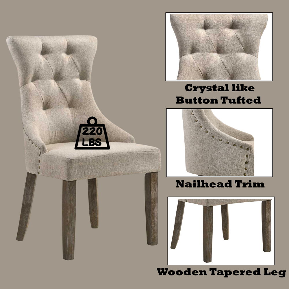 Gabrian - Side Chair (Set of 2) - Two-Tone Beige Fabric & Reclaimed Gray