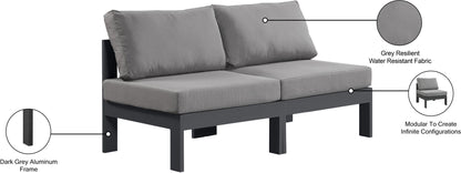 Nizuc - Outdoor Patio 2 Seat Armless Modular Sofa With Gray Frame