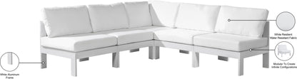 Nizuc - Outdoor Patio 5 Piece Modular Sectional With White Frame
