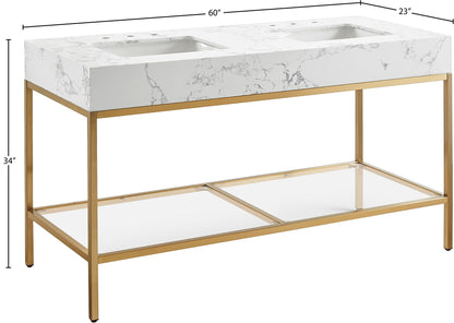 Marmo - Engineered Marble Bathroom Vanity With Gold Base