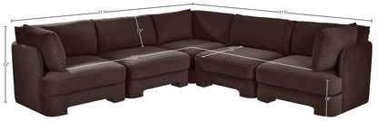 Hammond - Velvet Performance Fabric Upholstered 5 Piece Corner Sectional