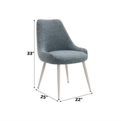 Laela - Side Chair (Set of 2) - Light Blue Boucle & White