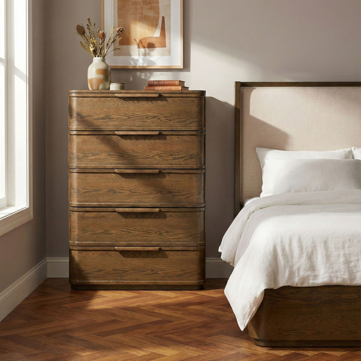Tiberio - Oak Veneer And Solid Wood Chest