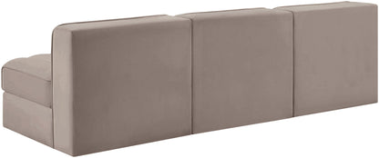 Rummi - Velvet Performance Fabric Upholstered 3 Piece Modular Armless Sofa