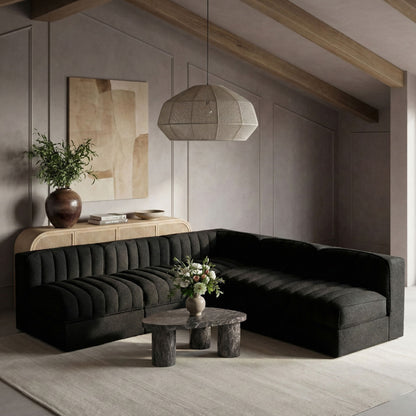 Rummi - Armless Velvet Performance Fabric Upholstered 5 Piece Modular Sectional
