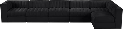 Rummi - Velvet Performance Fabric Upholstered 6 Piece Modular Sectional, L-Shaped (Right)