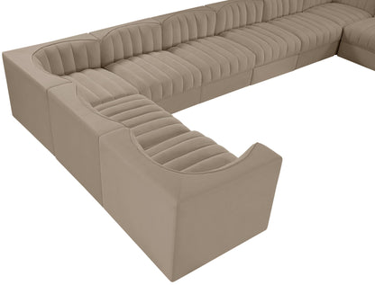 Rummi - Velvet Performance Fabric Upholstered 10 Piece Modular Sectional
