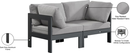 Nizuc - Outdoor Patio 2 Seat Modular Sofa With Gray Frame
