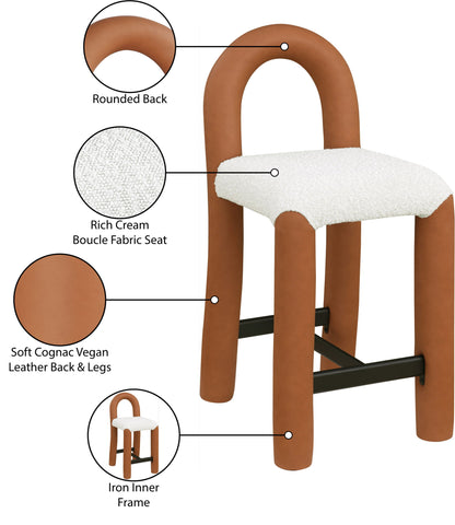 Amari - Vegan Leather and Boucle Fabric Stool