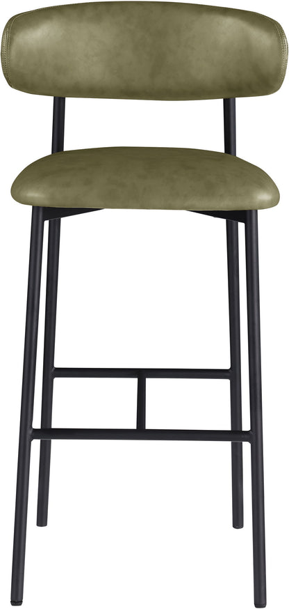 Lupita - Vegan Leather Upholstered Bar Stool With Matte Black Frame (Set of 2)
