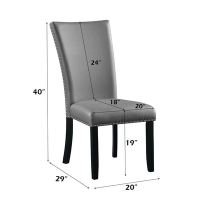 Caralin - Side Chair (Set of 2) - Gray Synthetic Leather & Black