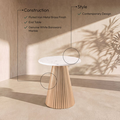 Cindra - Genuine Marble Top And Iron Base Table