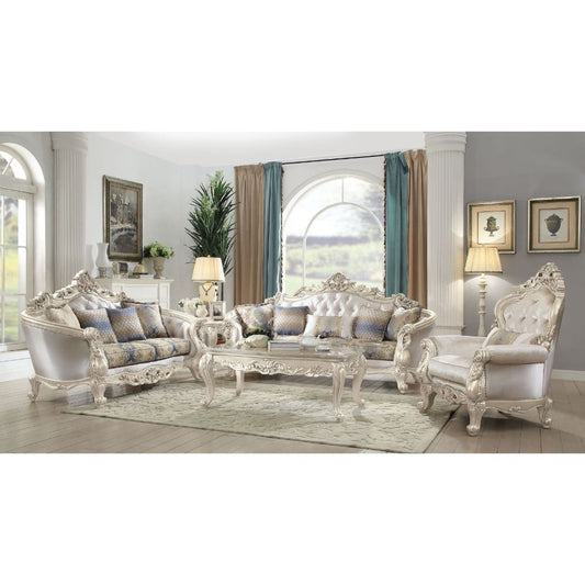 Gorsedd - Loveseat With 4 Pillows - Fabric & Golden Ivory