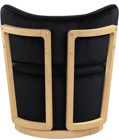 Elara - Velvet Upholstered Swivel Accent Chair - Stained Natural