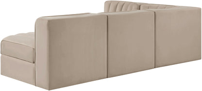 Rummi - Armless Velvet Performance Fabric Upholstered 4 Piece Modular Sectional
