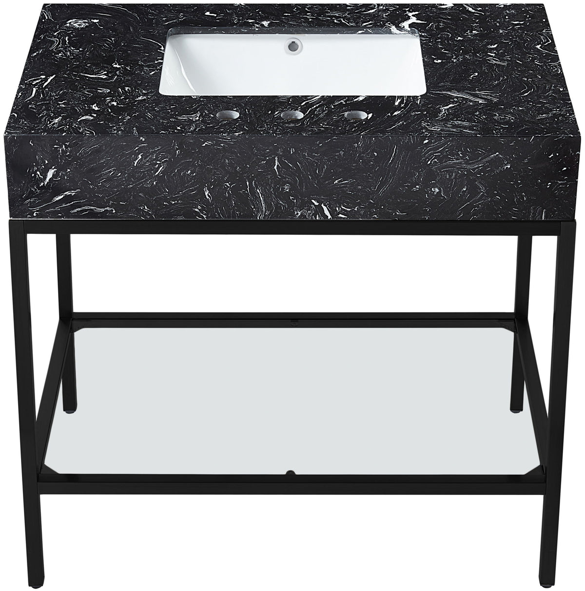 Marmo - Engineered Marble Bathroom Vanity With Black Base
