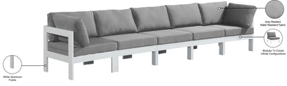 Nizuc - Outdoor Patio 5 Seat Modular Sofa With White Frame