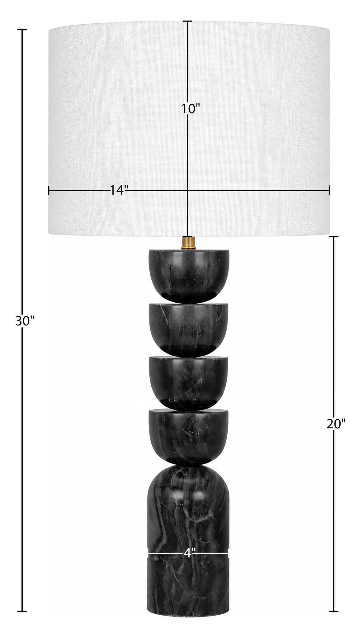Opus - Genuine Marble, Linen Textured Fabric And Brass Table Lamp