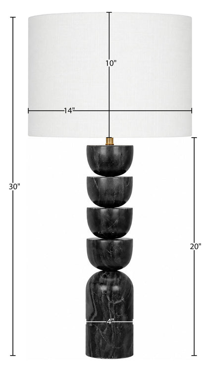 Opus - Genuine Marble, Linen Textured Fabric And Brass Table Lamp