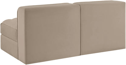 Rummi - Velvet Performance Fabric Upholstered 2 Piece Modular Armless Loveseat