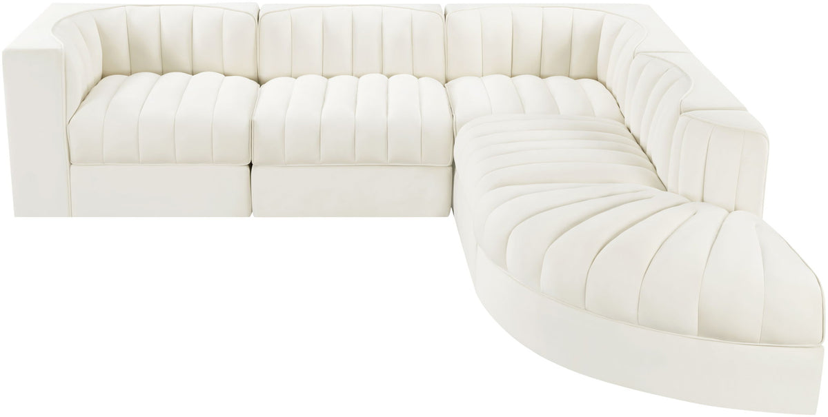 Rummi - Velvet Performance Fabric Upholstered 5 Piece Modular Sectional
