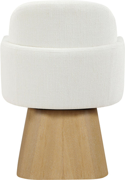 Marlowe - Linen Textured Fabric Upholstered Swivel Dining Arm Chair - Stained Natural