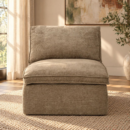 Almano - Modular Armless Chair - Light Brown Chenille