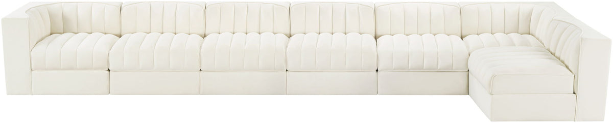 Rummi - Velvet Performance Fabric Upholstered 7 Piece Modular Sectional, L-Shaped (Right)
