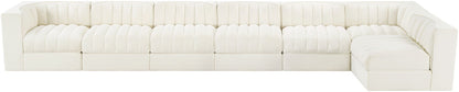 Rummi - Velvet Performance Fabric Upholstered 7 Piece Modular Sectional, L-Shaped (Right)