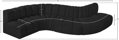 Arc - Boucle Fabric 6 Piece Curved Modular Sofa