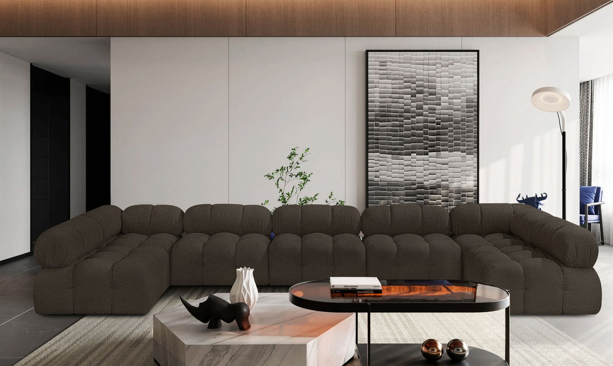 Ames - 7 Piece Boucle Fabric Modular Sectional