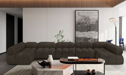 Ames - 7 Piece Boucle Fabric Modular Sectional