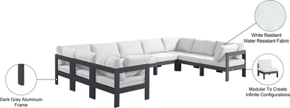 Nizuc - Outdoor Patio 9 Piece Modular Sectional With Gray Frame
