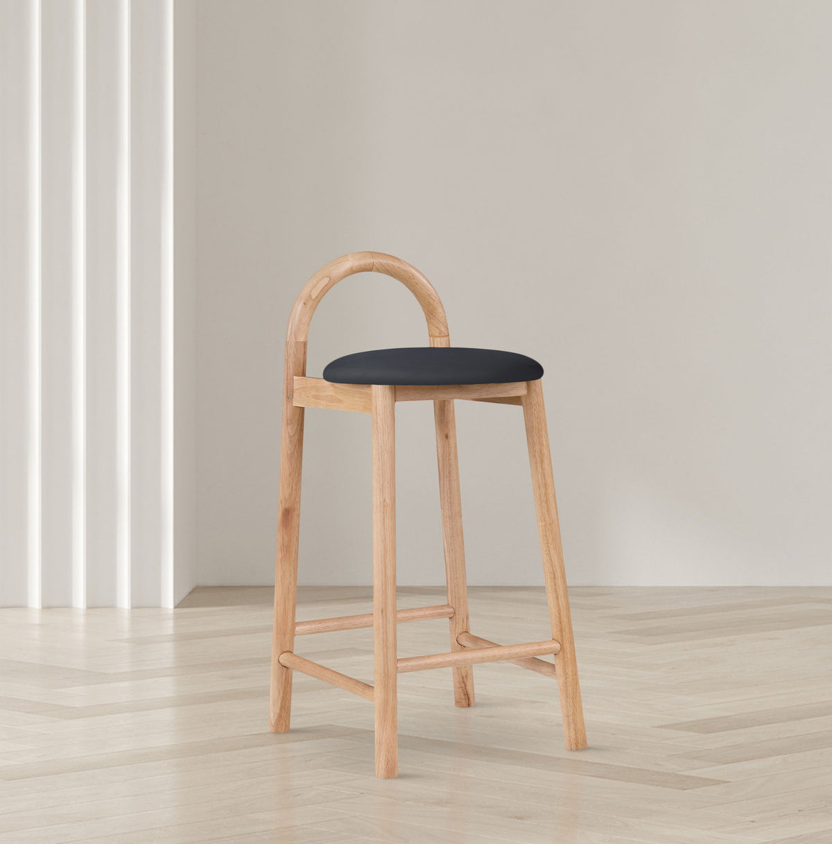 Calvin - Faux Leather Stool - Light Brown Legs