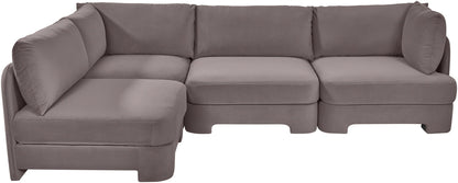 Hammond - Velvet Performance Fabric Upholstered 4 Piece Armless Sectional