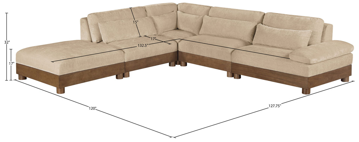 Turin - Chenille Fabric Upholstered Modular Sectional - Beige