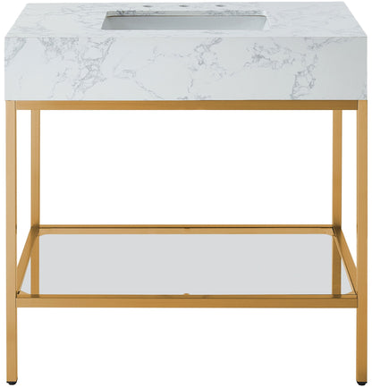 Marmo - Engineered Marble Bathroom Vanity With Gold Base