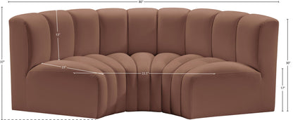 Arc - Faux Leather 3 Piece Modular U-Shaped Sofa