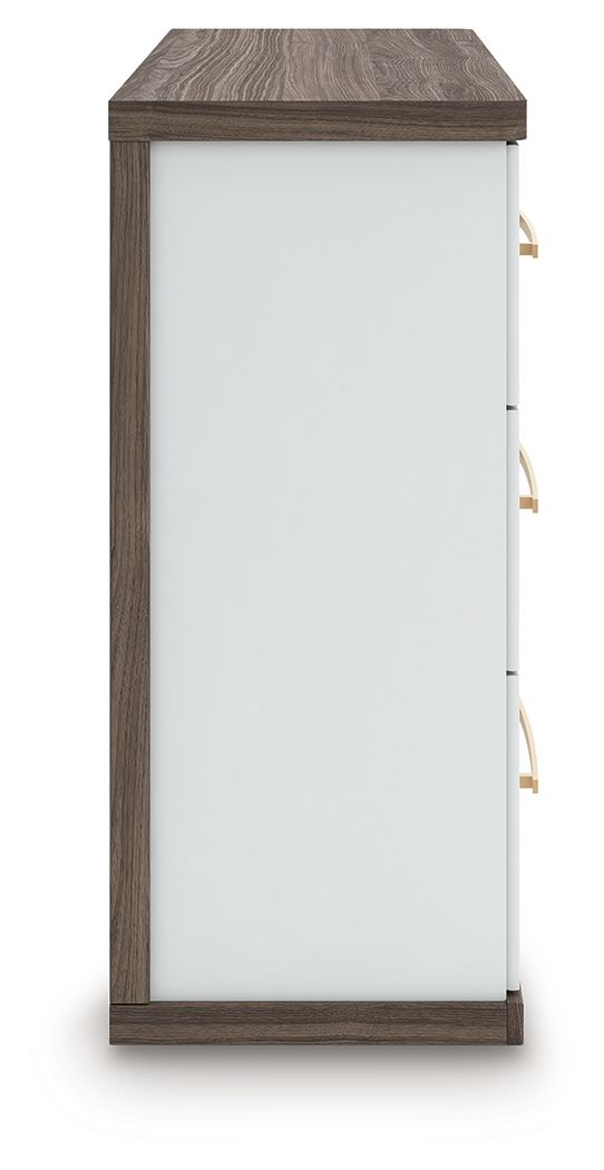 Kendanport - 3 Pc. - Dresser And 2 Nightstands - Brown / White