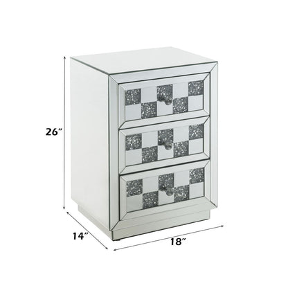 Noralie - 18" X 14" Accent Table With Faux Diamonds - Mirrored